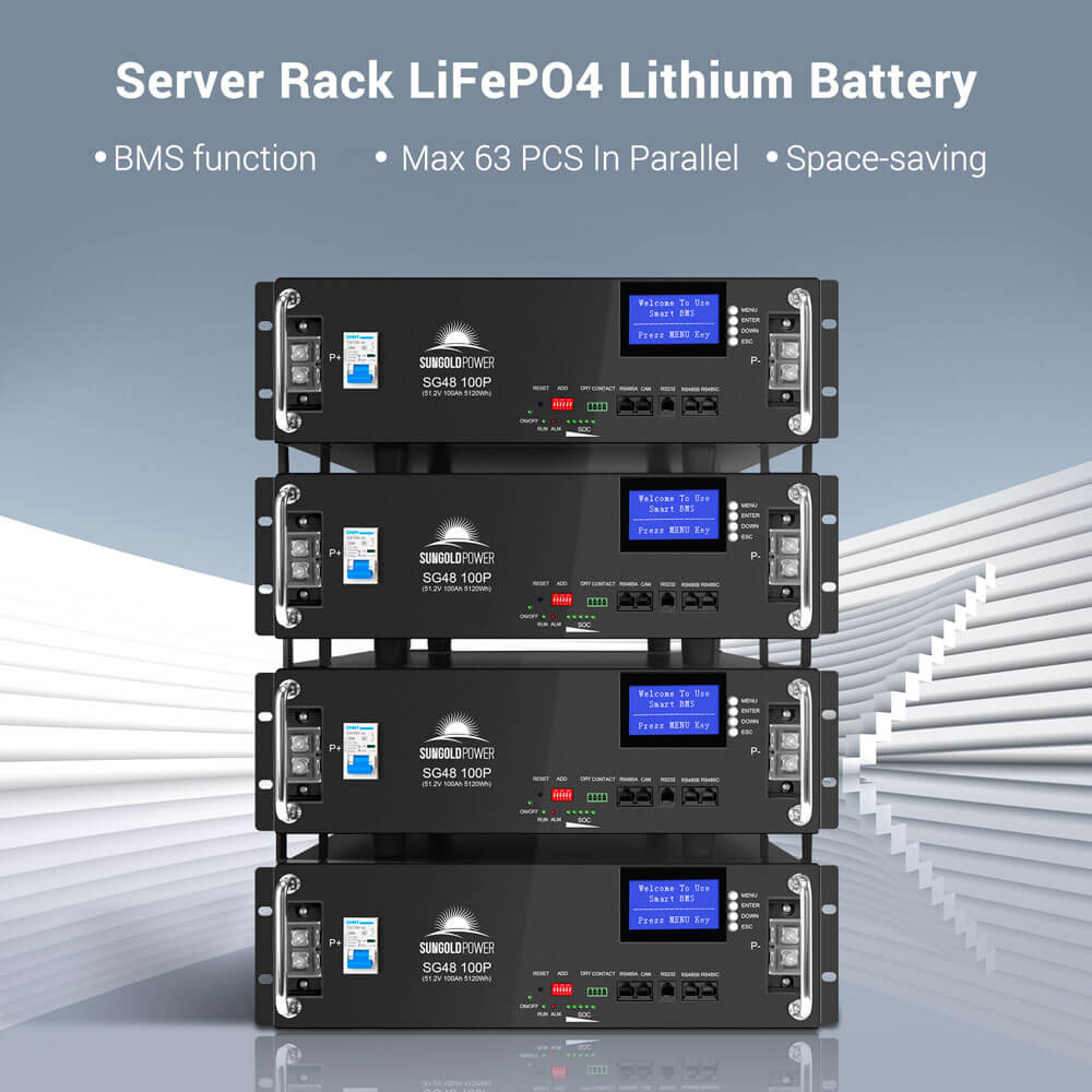 2 X 48V 100AH Server Rack LiFePO4 Lithium Battery SG48100P UL1973 UL9540A