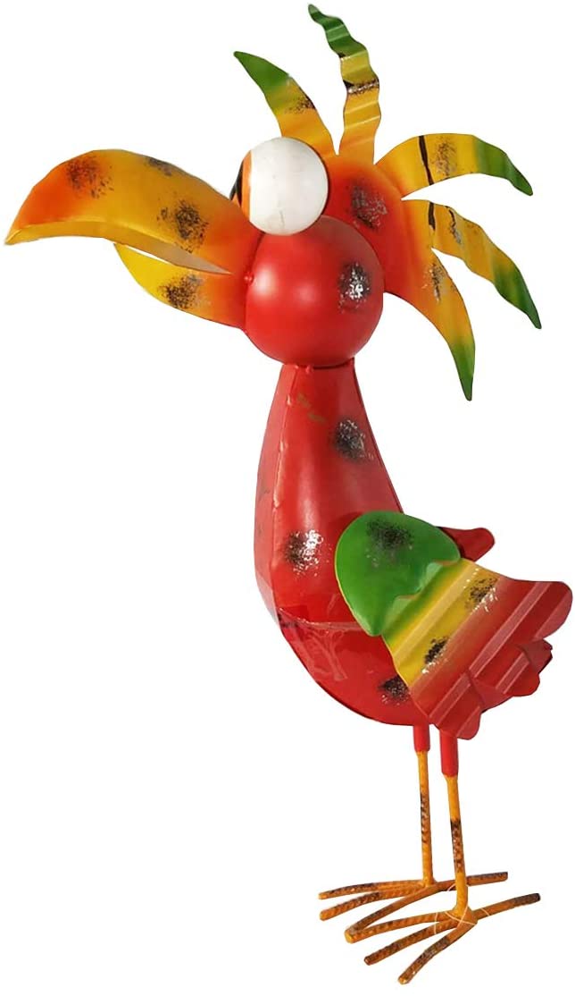 20 Inch Iron Red Jungle Bird Garden Decor