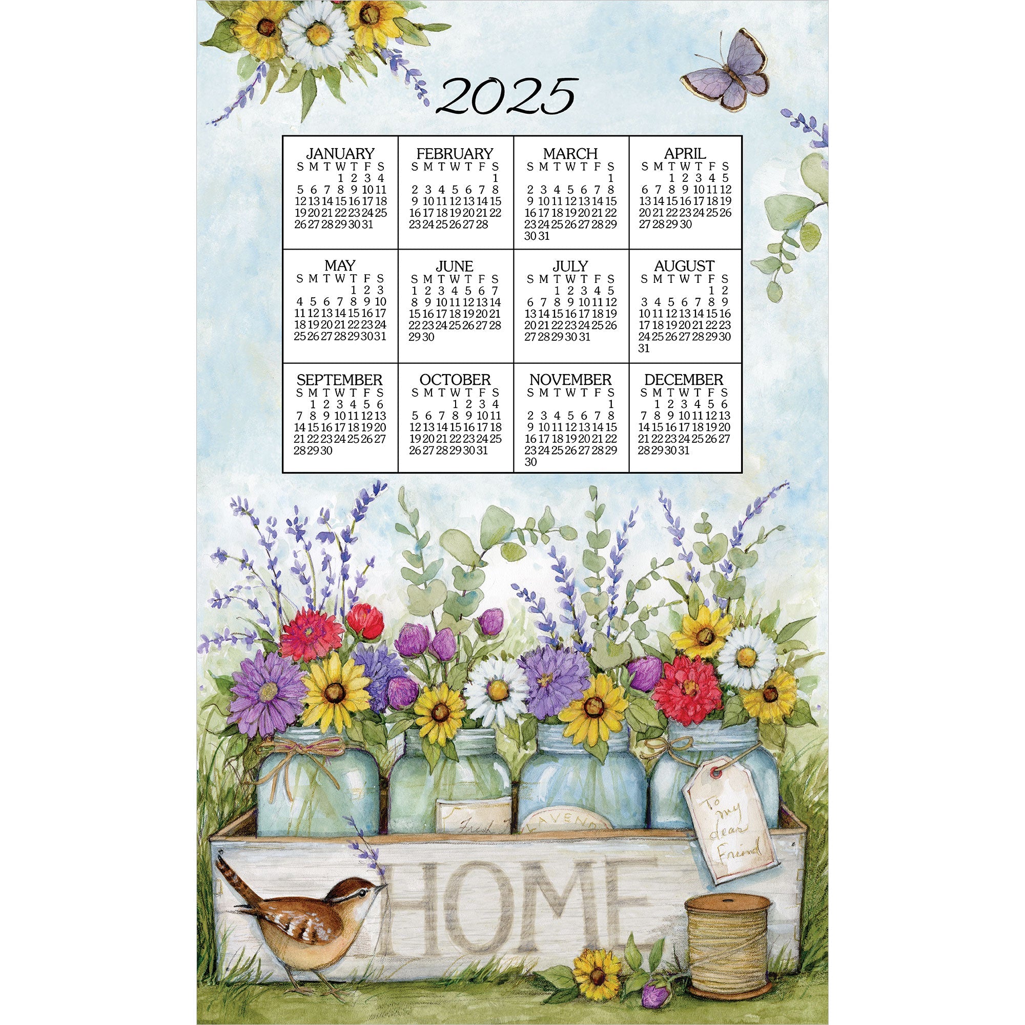 2025 Linen Calendar Towel - Home Floral