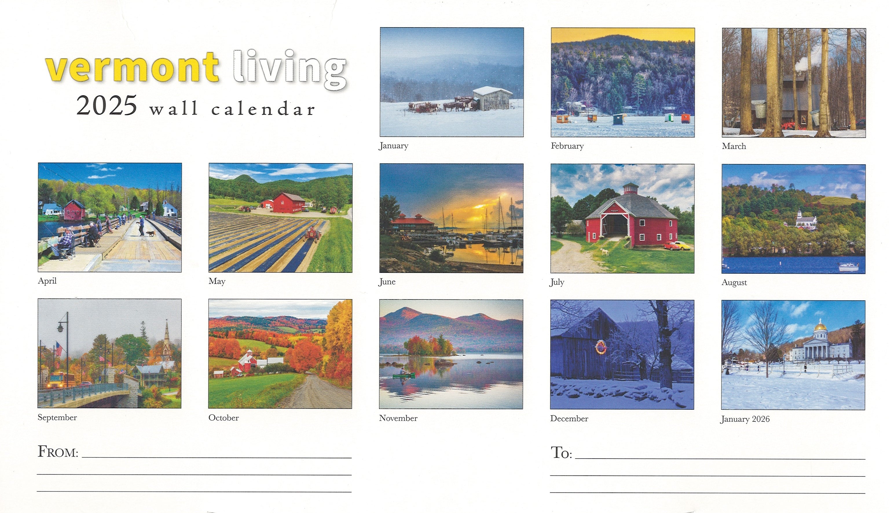 2025 Vermont Living Wall Calendar