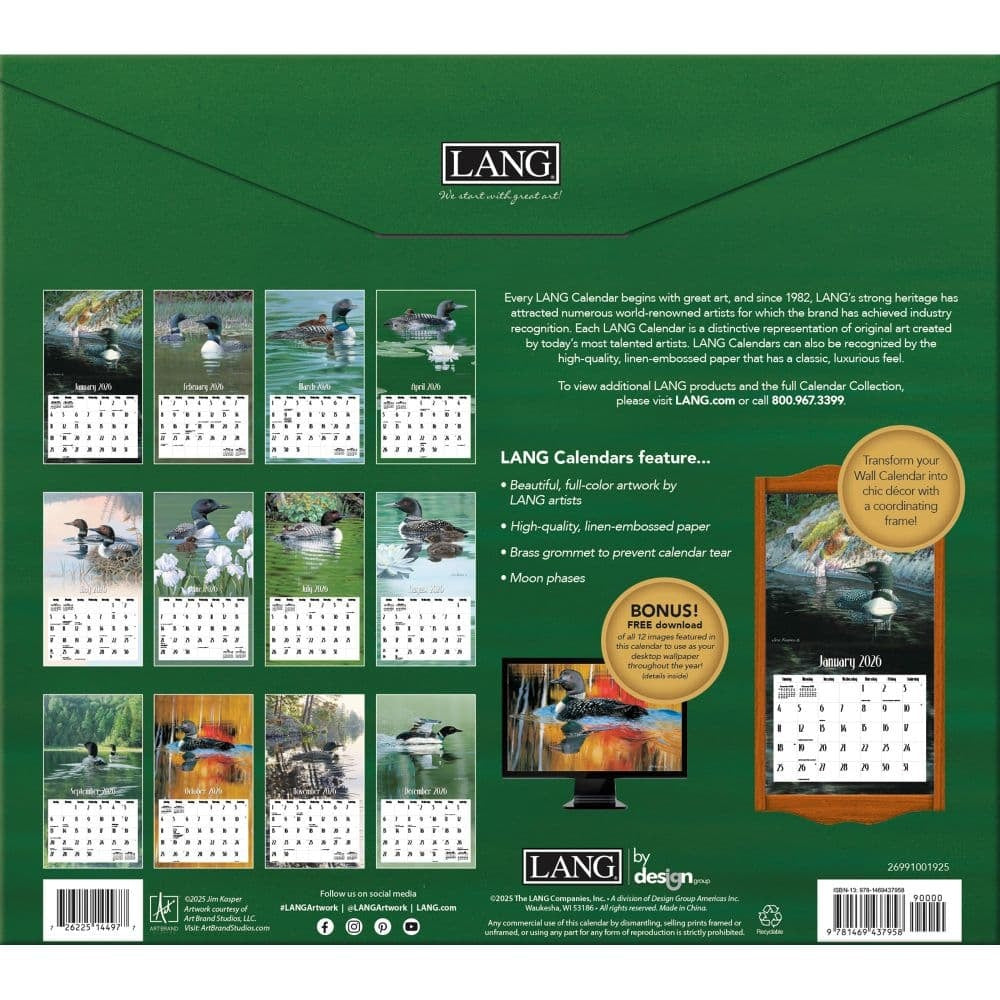 2026 Loons on The Lake Wall Calendar
