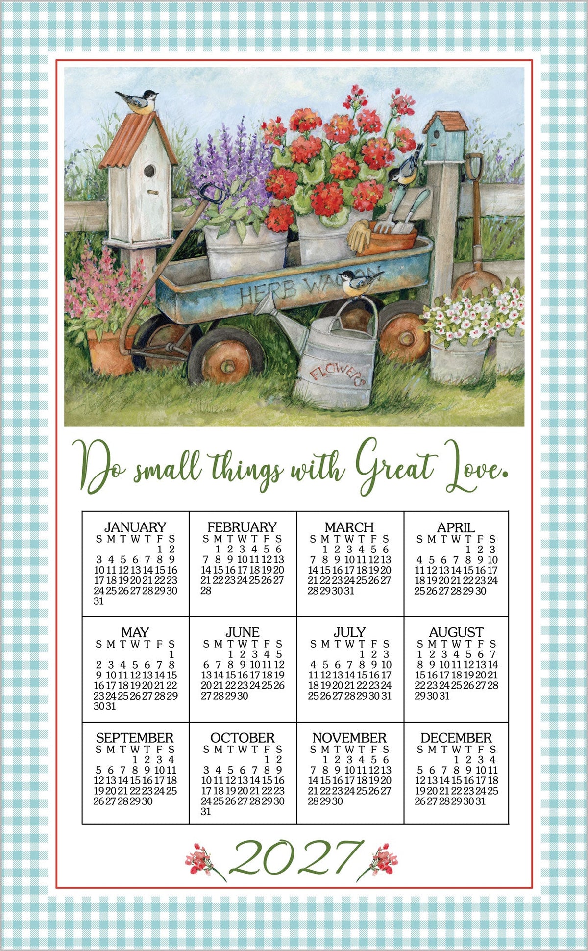2027 Linen Calendar Towel - Blue Wagon