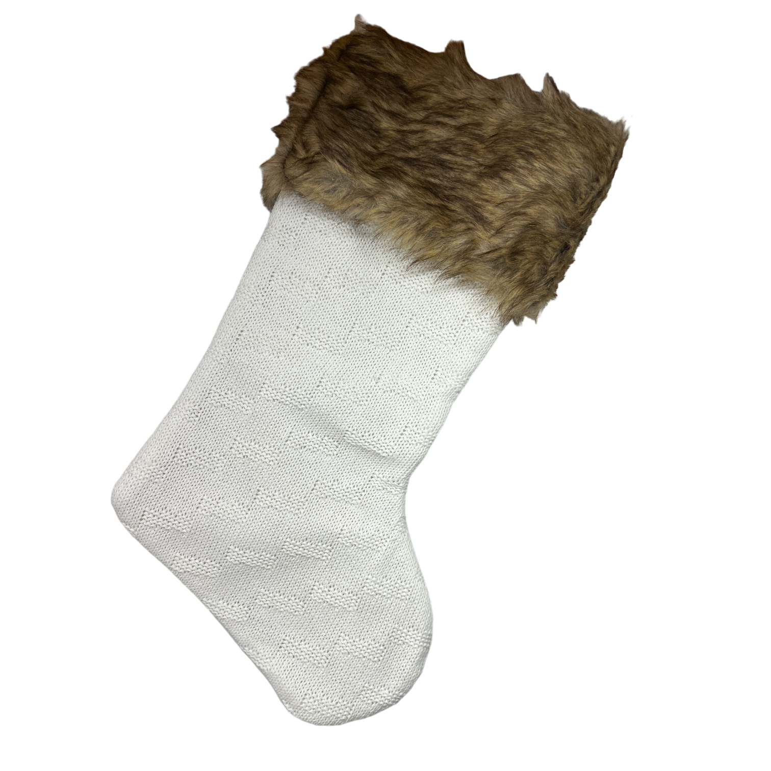 21" Knit Fabric Stocking - Brown Cuff