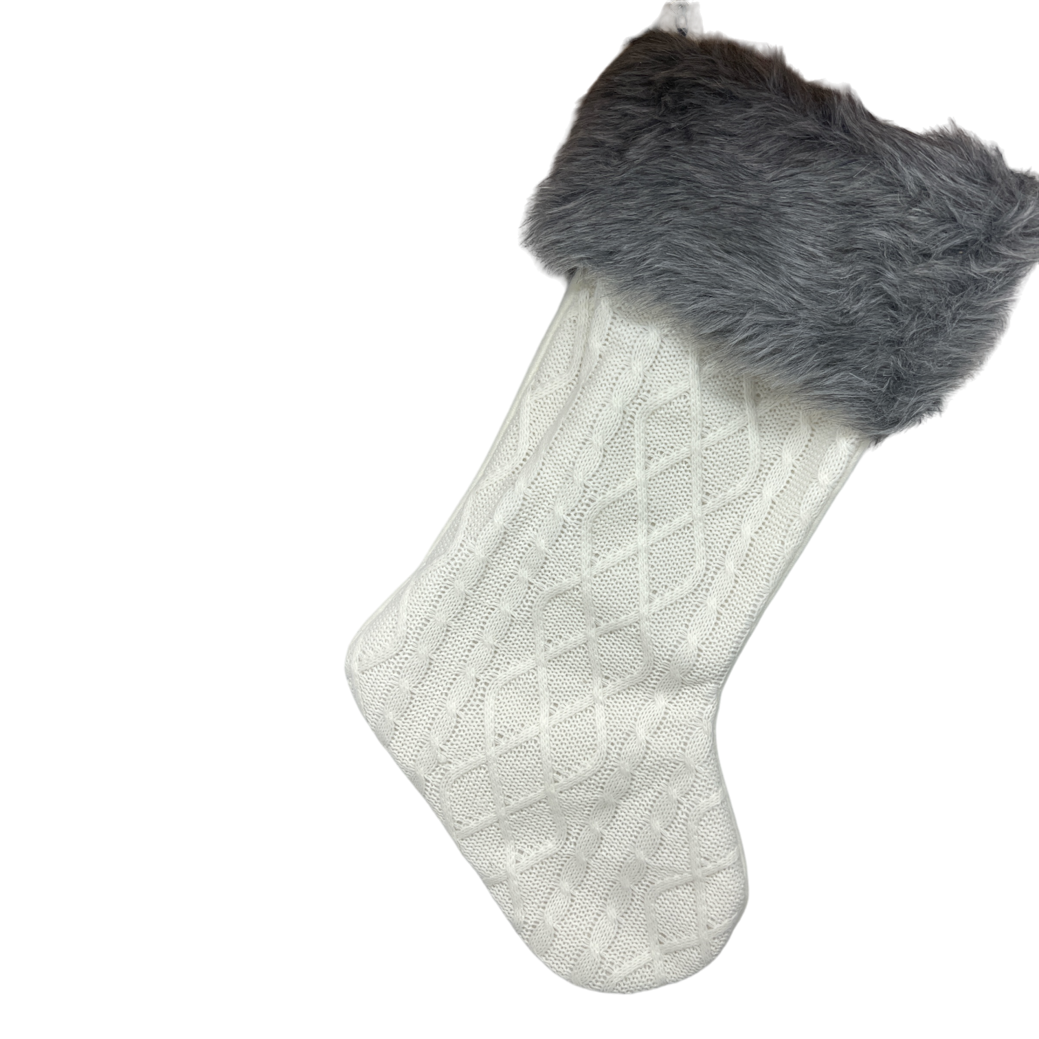 21" Knit Fabric Stocking - Grey Cuff