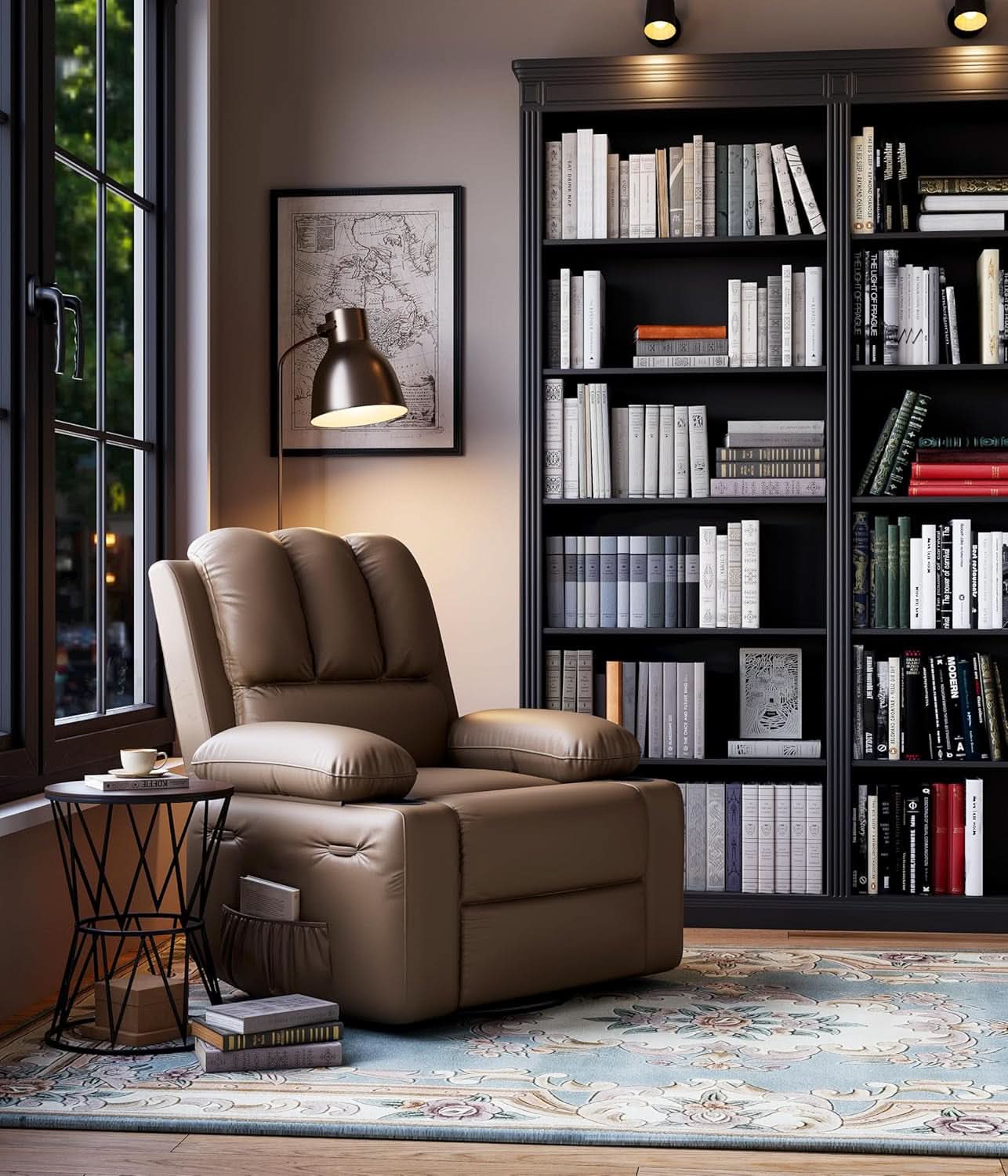 22 Inch Rocker Swivel Recliner Chair With Cup Holder Soft Sponge Filling For Comfort In Living Room And Nursery