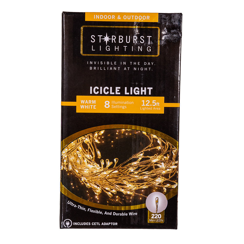 220-Light Starburst Warm White LED Icicle Light Set
