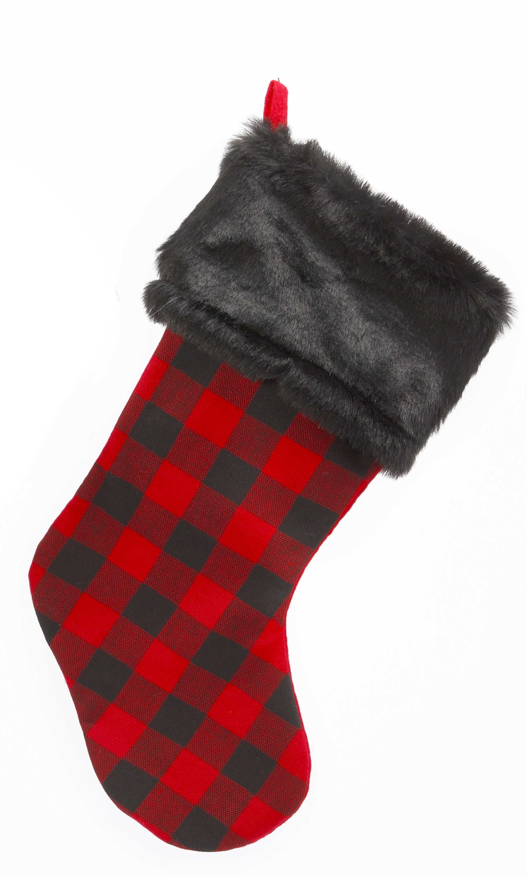 23" Fabric Plaid Holiday Stocking - Dark Cuff