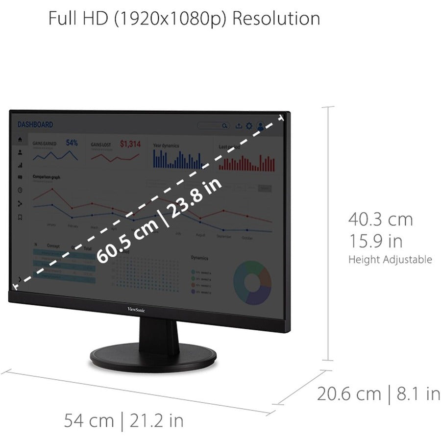 24 Inch 1080p Monitor - Full HD Gaming & Office Display | ViewSonic VA2447-MH
