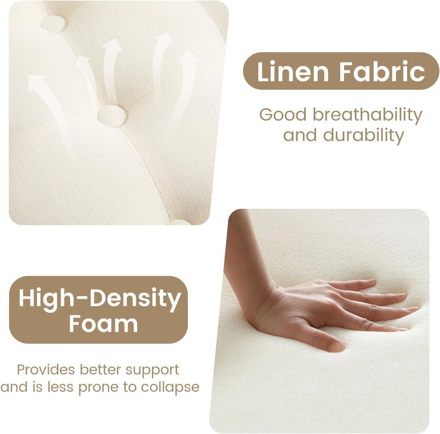 24 Inch Round Khaki Storage Ottoman Removable Top Cover