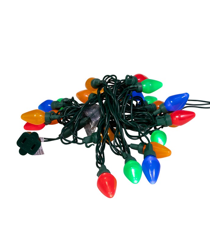 25-Light Multi-Color Pearl LED C7 Light Set With Green Wire