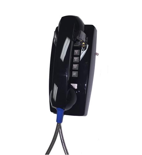 255400ARC20M Wall Phone w/Armored Cord ITT-2554-ARC-BK