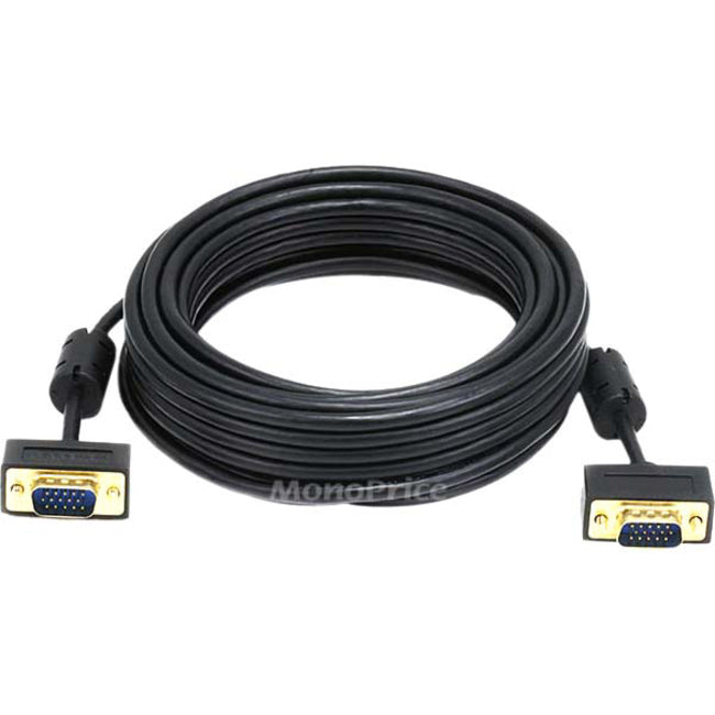 25Ft Ultra Slim Svga Super Vga 30/32Awg M/M Monitor Cable W/ Ferrites (Gold Plat