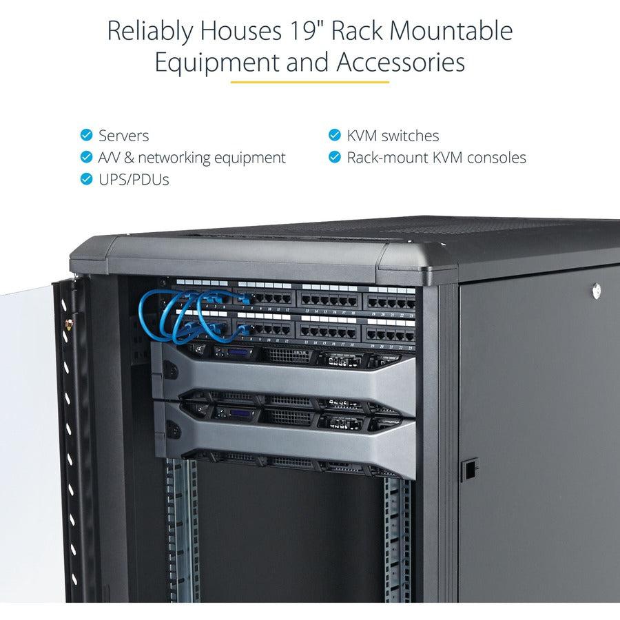 25U Server Rack Cabinet - StarTech 4-Post Lockable 19" Data Center Enclosure | TechSoft RK2536BKF