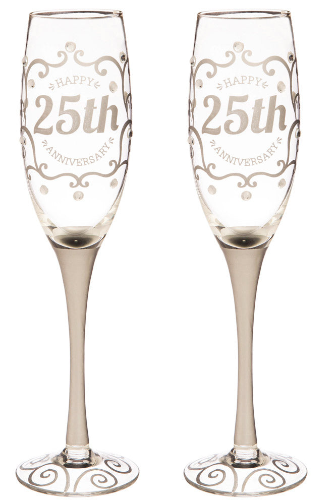 25th Anniversary Champagne Flutes - Set of 2