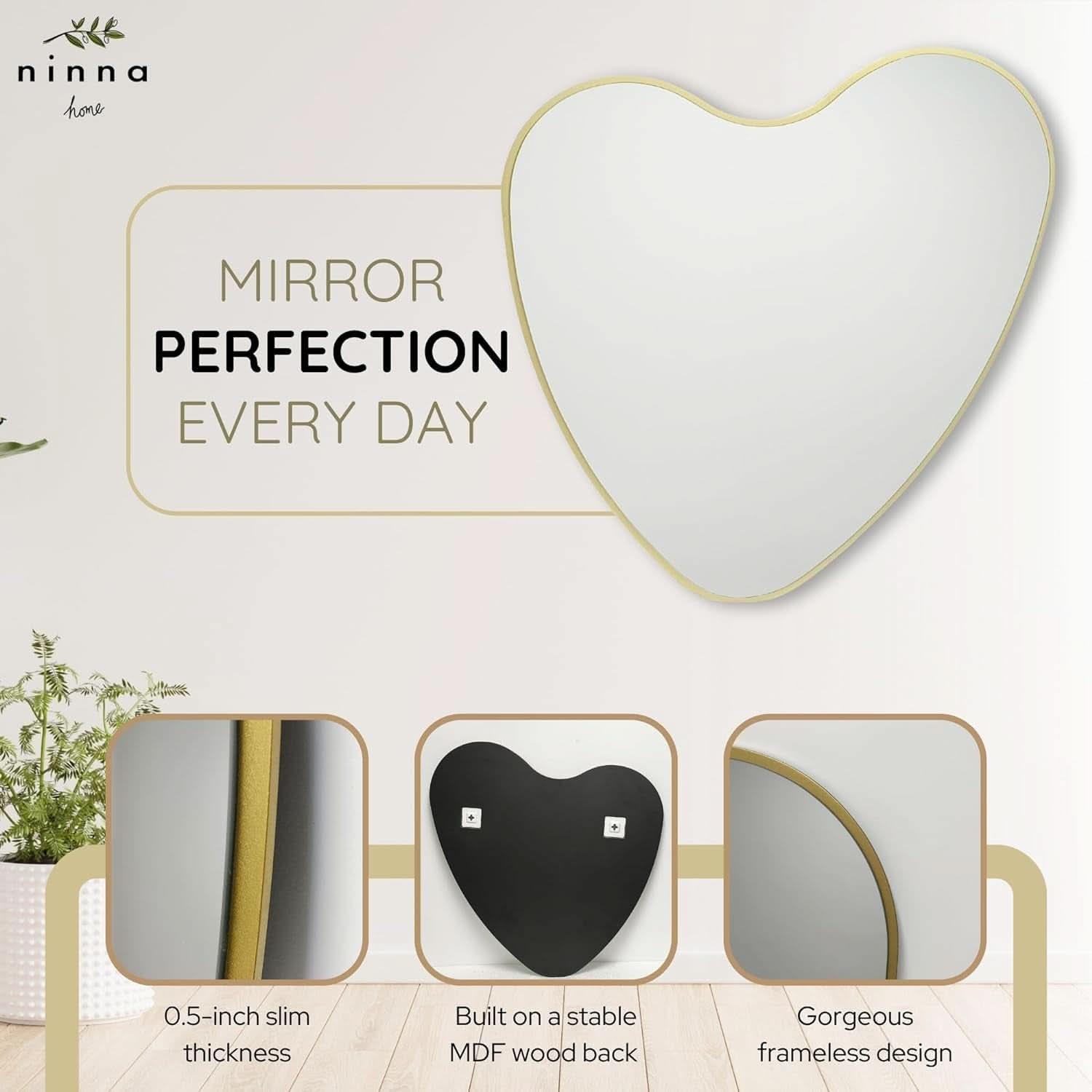 26 Inch Irregular Heart Wall Mirror For Home Decor