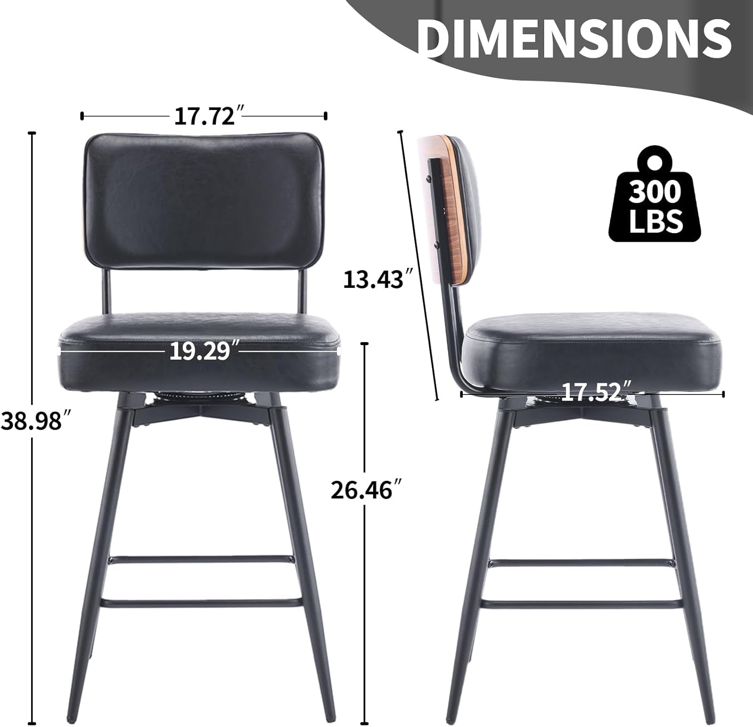 26 Inch Swivel Bar Stools Set of Two