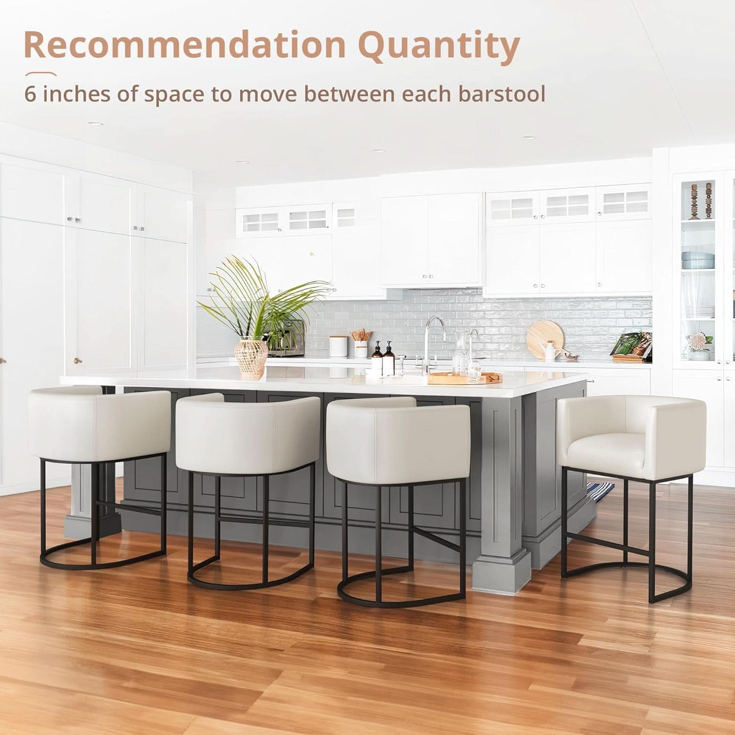 27 Inch Height Modern Barrel Counter Stool Antique White Bar Stool For Kitchen Island