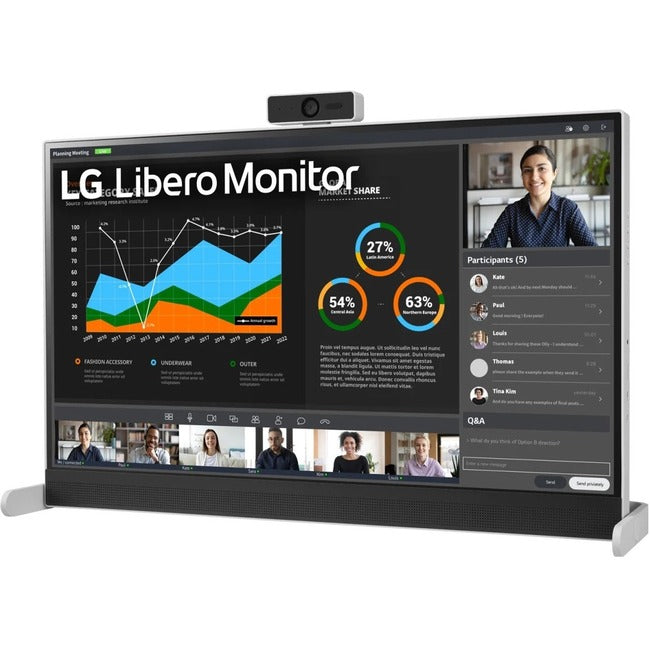 27 Lg Libero Monitor, 2560X1440, 16:9 Ips, Usb-C, Hdmi 2.0, Webcam