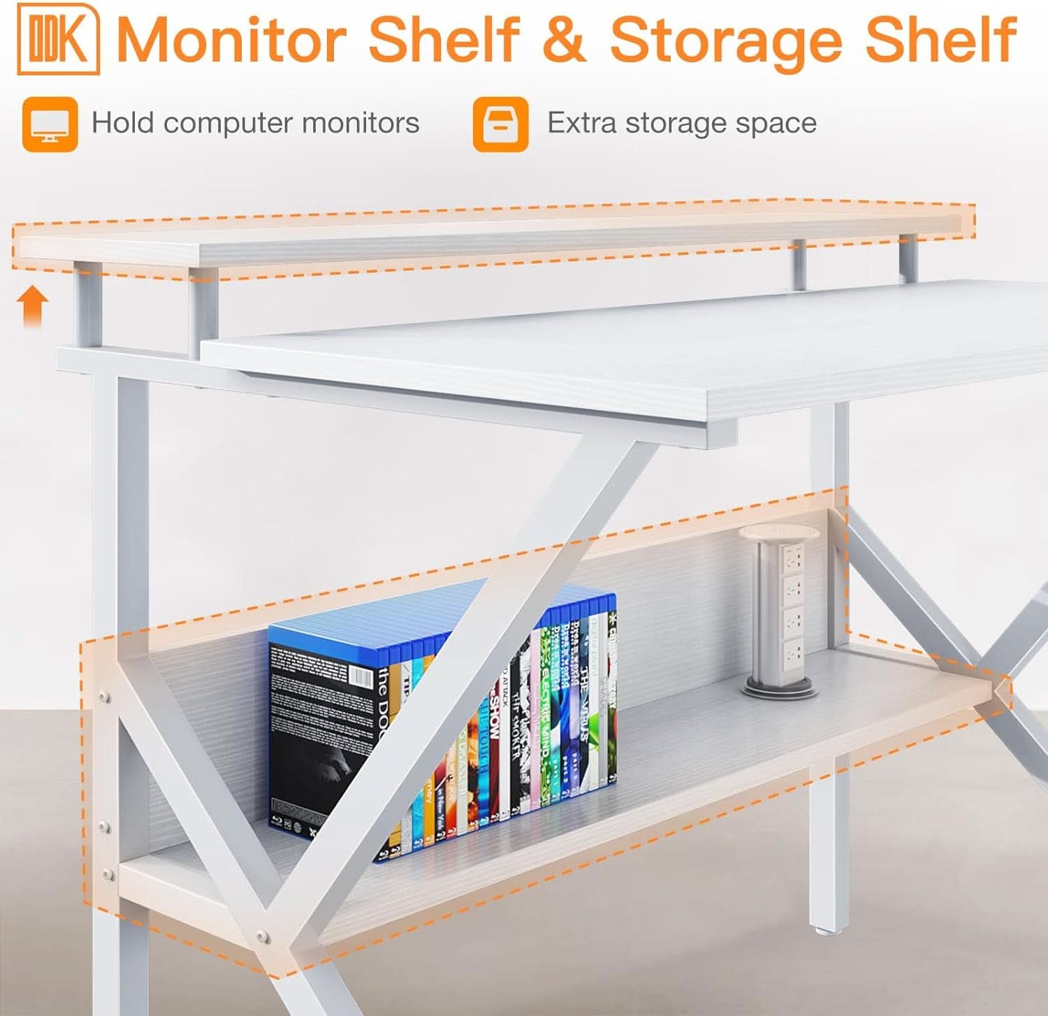 27.5 Inch White Computer Desk With Storage Shelves