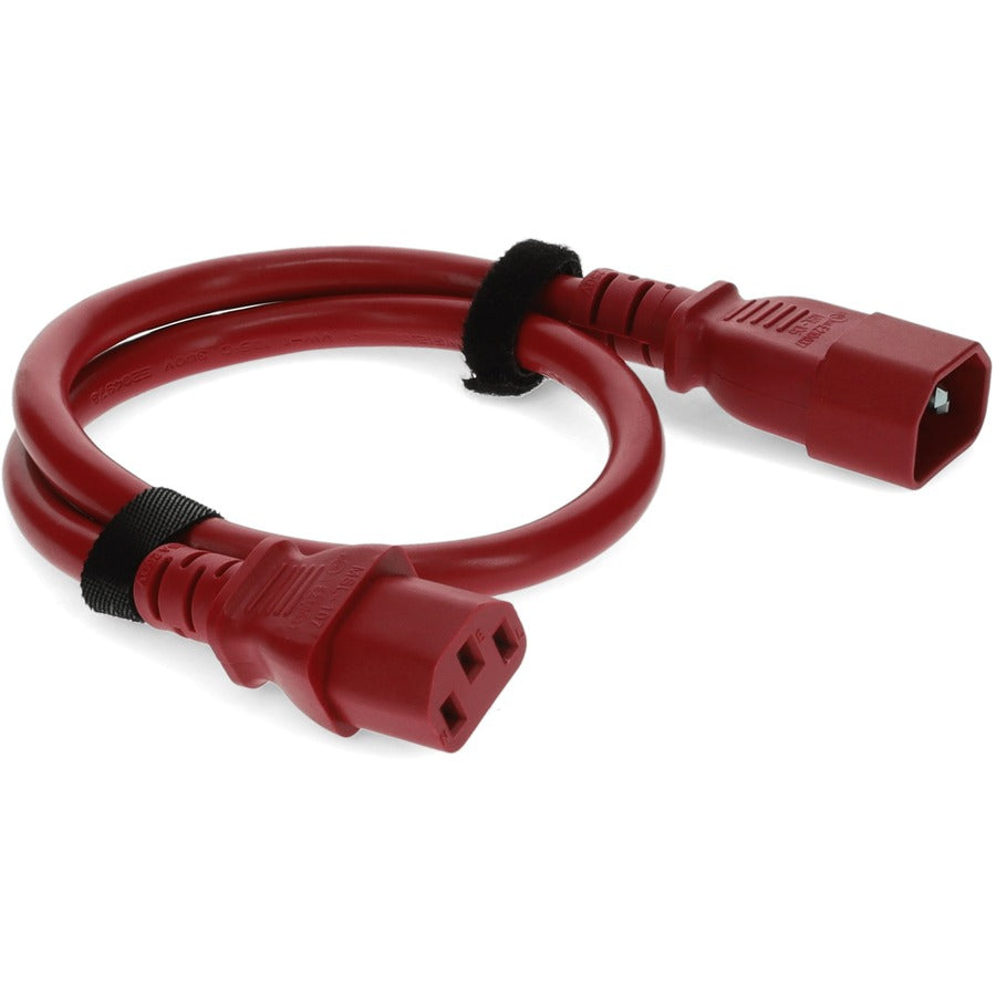 2ft C13 Female to C14 Male 18AWG 100-250V at 10A Red Power Cable ADD-C132C1418AWG2FRD