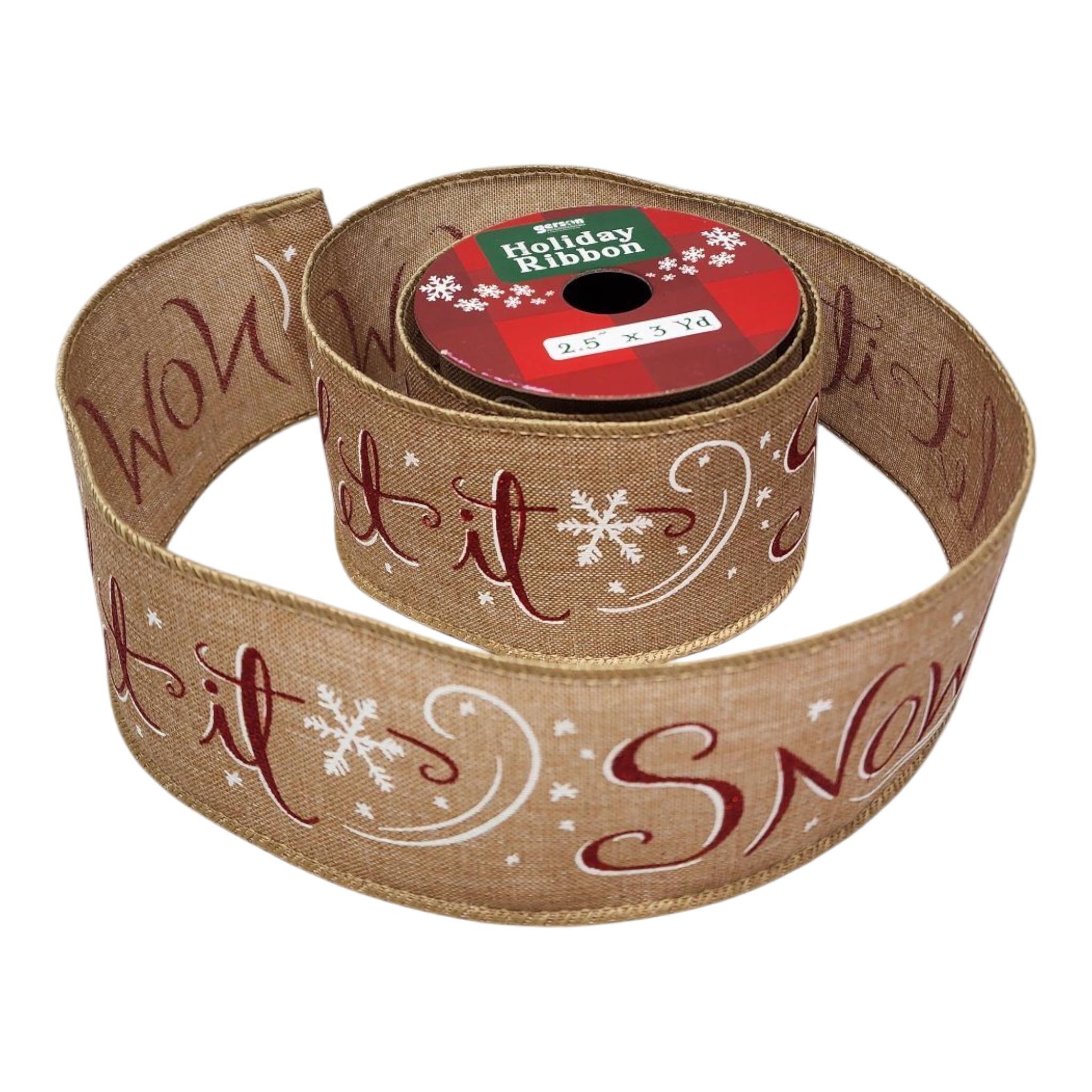 2.5" x 3 Yard Christmas Ribbon - Let it Snow