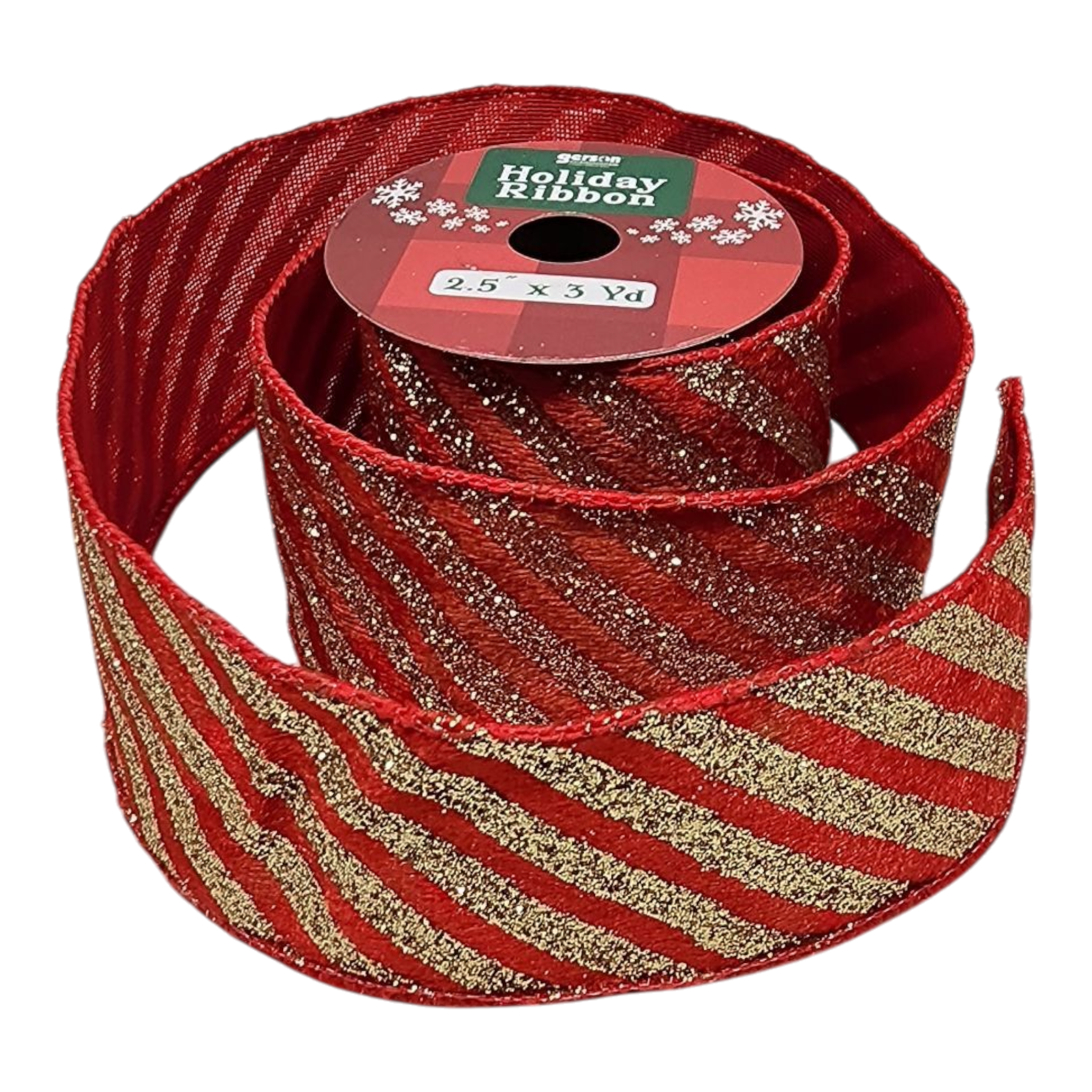 2.5" x 3 Yard Christmas Ribbon - Red and Gold Sparkle