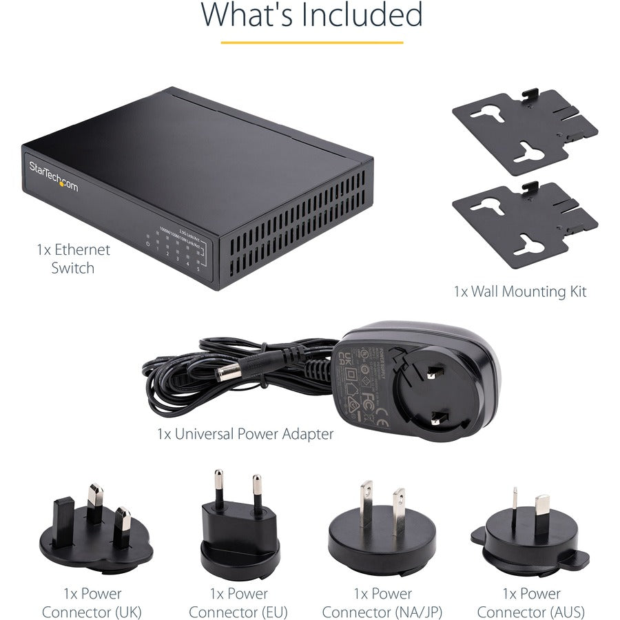 2.5G Ethernet Switch - 5 Port Unmanaged Network Switch | StarTech.com DS52000