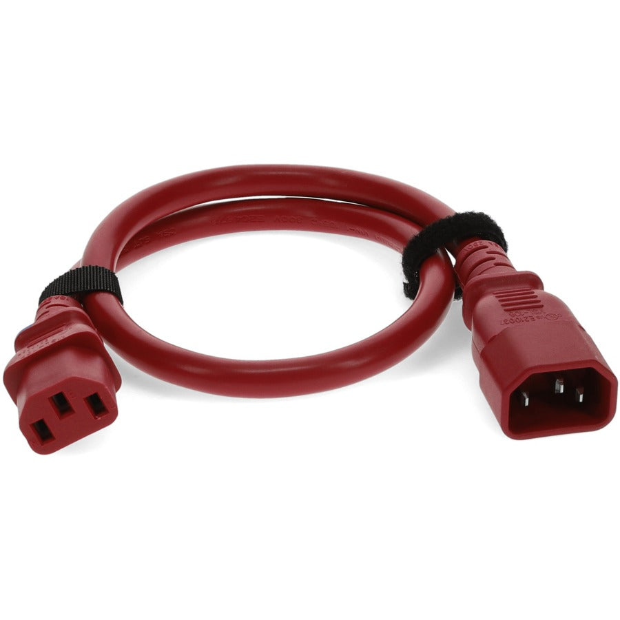 2ft C13 Female to C14 Male 18AWG 100-250V at 10A Red Power Cable ADD-C132C1418AWG2FRD