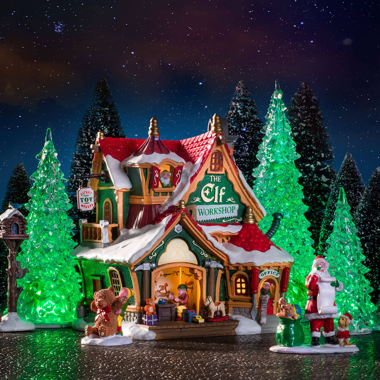 3 Color Crystal Lighted Tree - 4 Piece Set