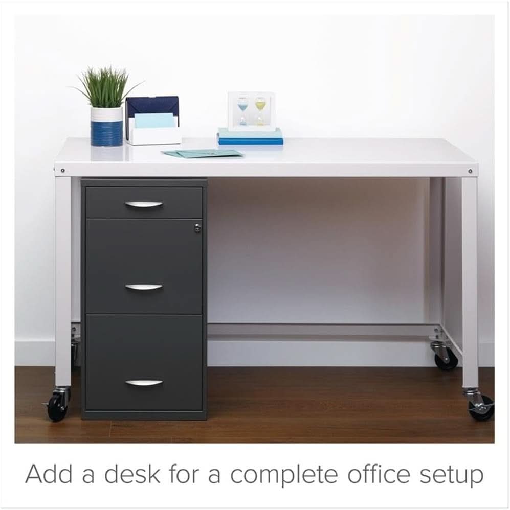 3 Drawer Charcoal Vertical Filing Cabinet For Letter Size Files Metal Construction Preassembled