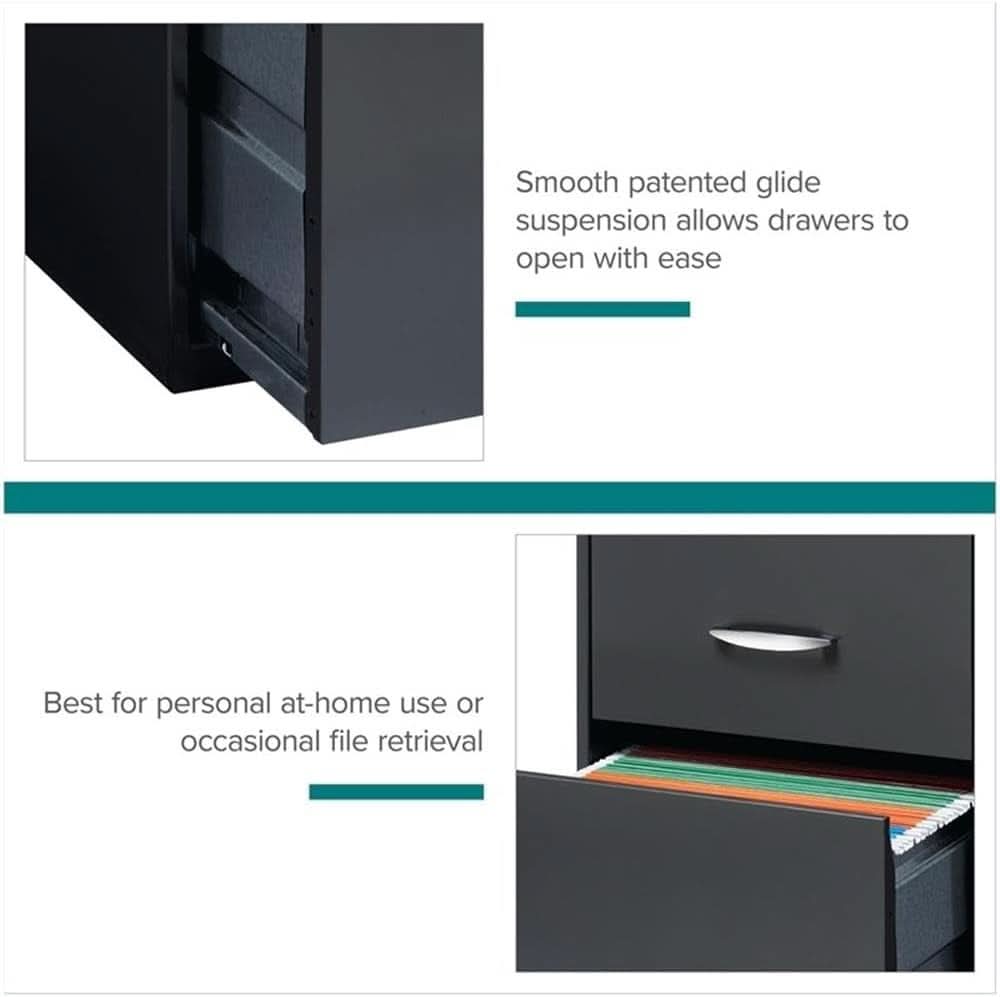 3 Drawer Charcoal Vertical Filing Cabinet For Letter Size Files Metal Construction Preassembled