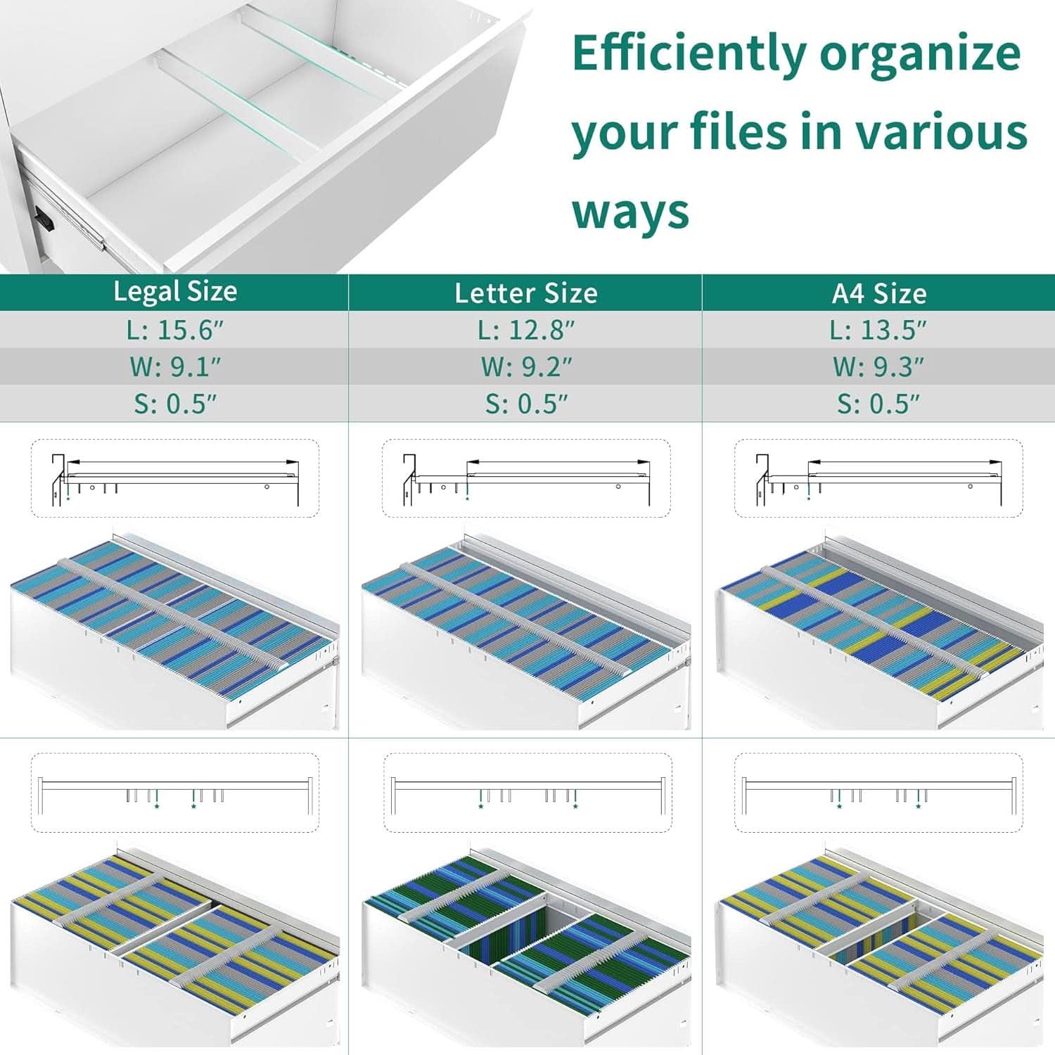 3 Drawer Lateral File Cabinet With Lock White Metal Storage Cabinet For Legal And Letter A4 Size