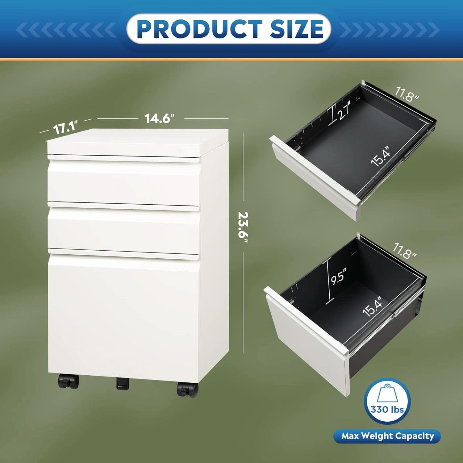 3 Drawer Mobile File Cabinet With Lock Under Desk Metal Office File Cabinet For Legal Letter A4 Files