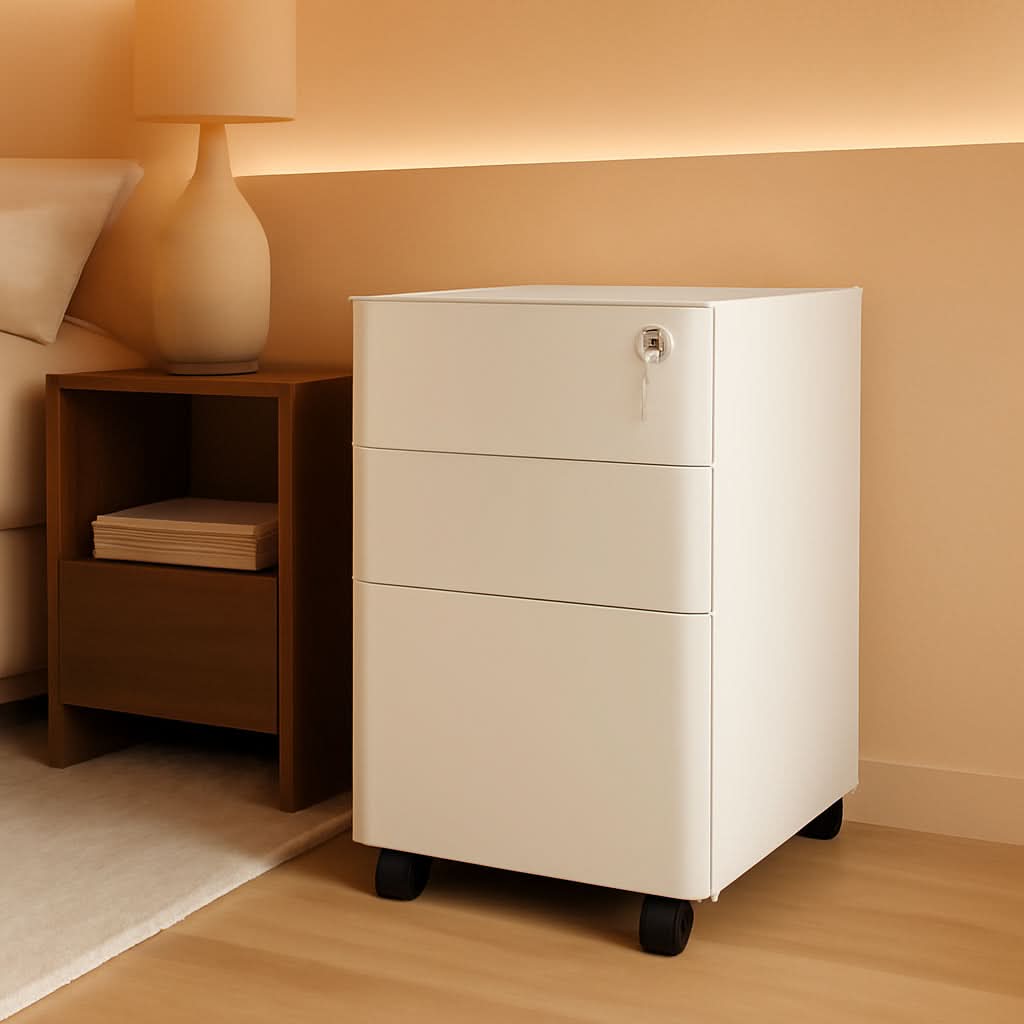 3 Drawer Vertical File Cabinet With Lockable Mobile Design White For A4 Letter Legal Documents