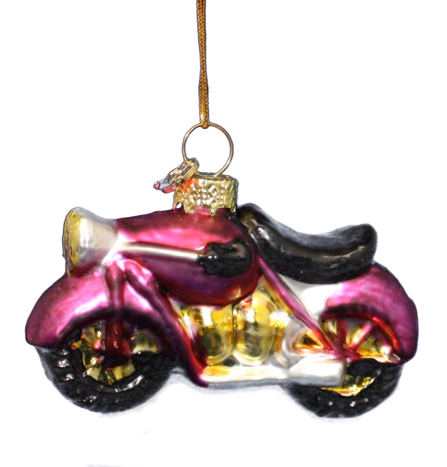 3 Inch Boxed Glass Ornament - Motorcycle