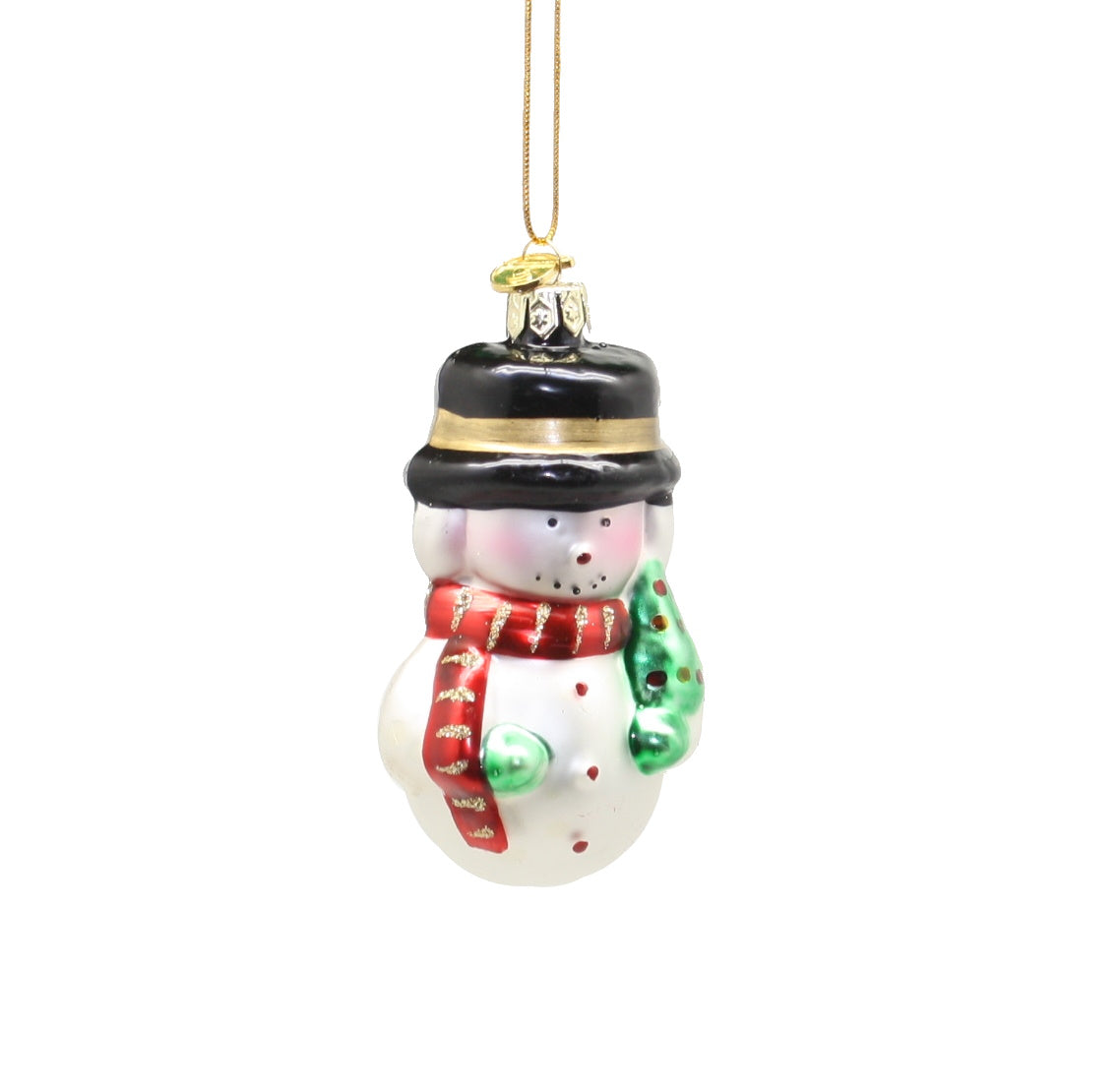 3 Inch Boxed Glass Ornament - Snowman with Tree