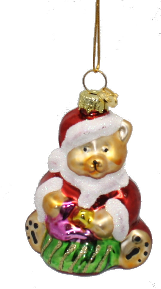 3 Inch Boxed Glass Ornament - Teddy Santa