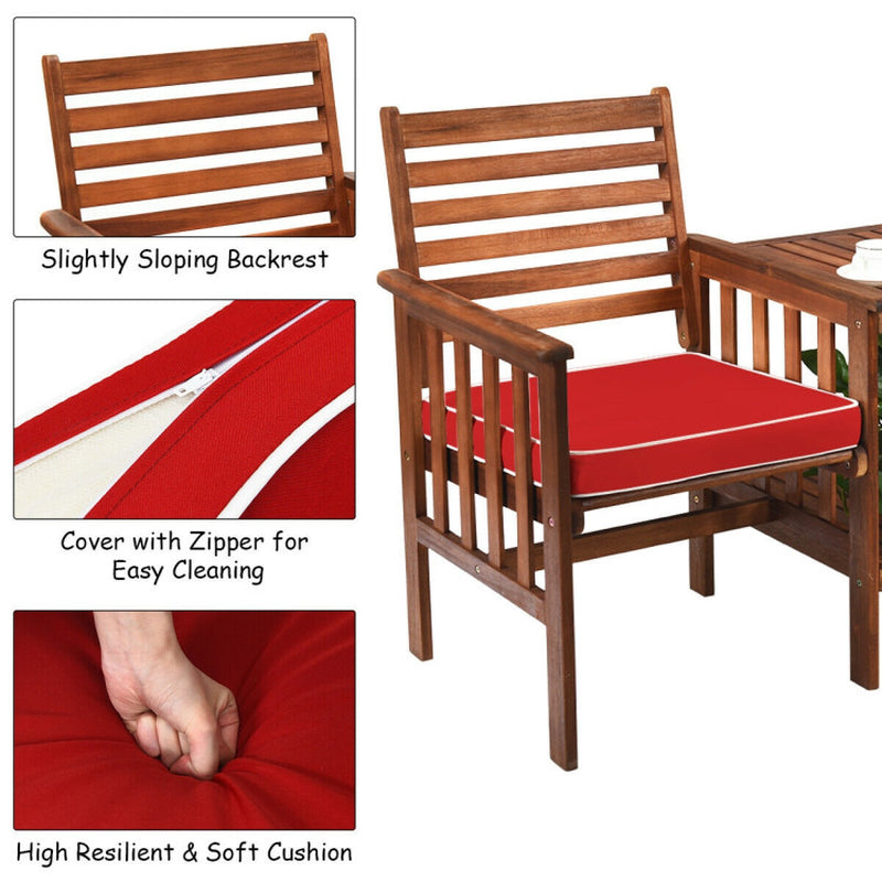 3-Piece Acacia Wood Outdoor Patio Table and Chair Set With Umbrella Hole and Durable Weatherproof Finish