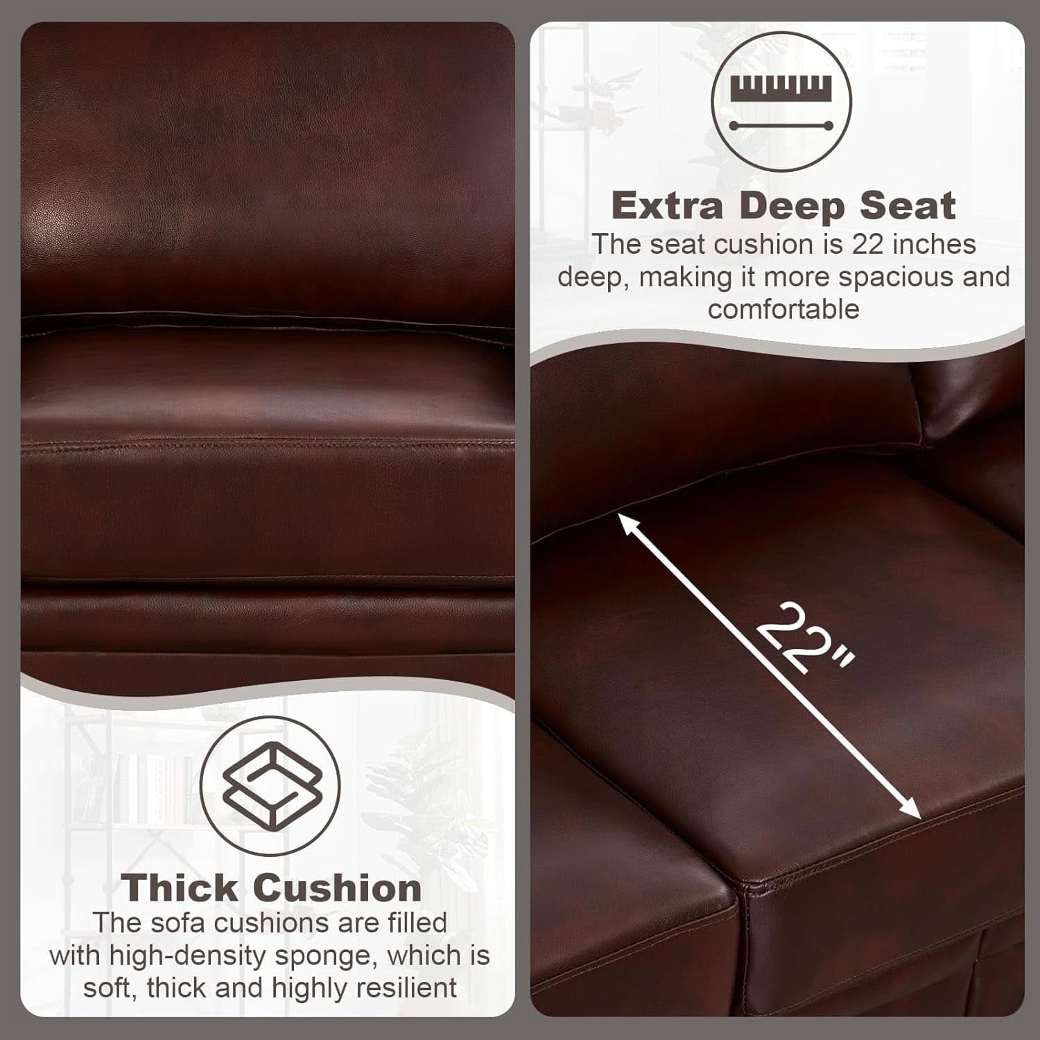 3 Piece Faux Leather Sofa Set With Storage In Burgundy Mid Century Modern Living Room