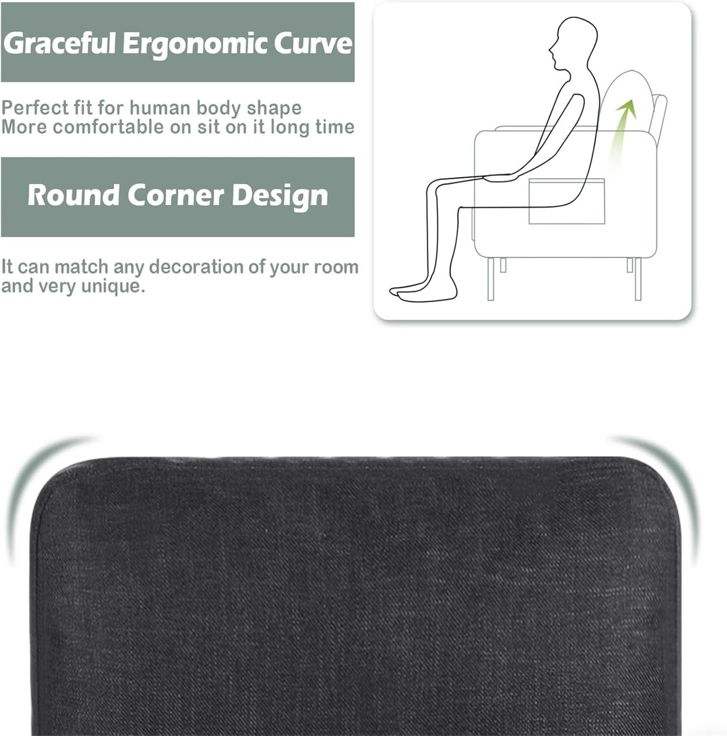 3 Piece Living Room Furniture Set With 3 Seat Couch Loveseat And USB Ports Dark Grey