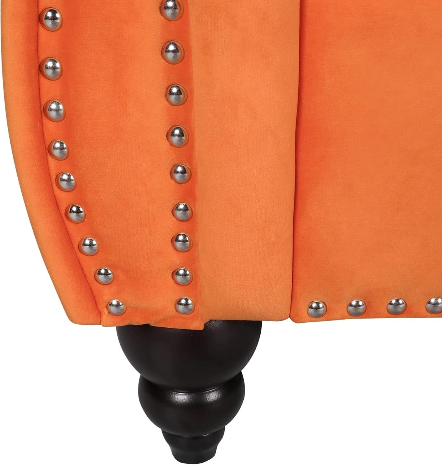 3 Piece Orange Velvet Living Room Sofa Set Includes Loveseat And Club Chair Durable Upholstery