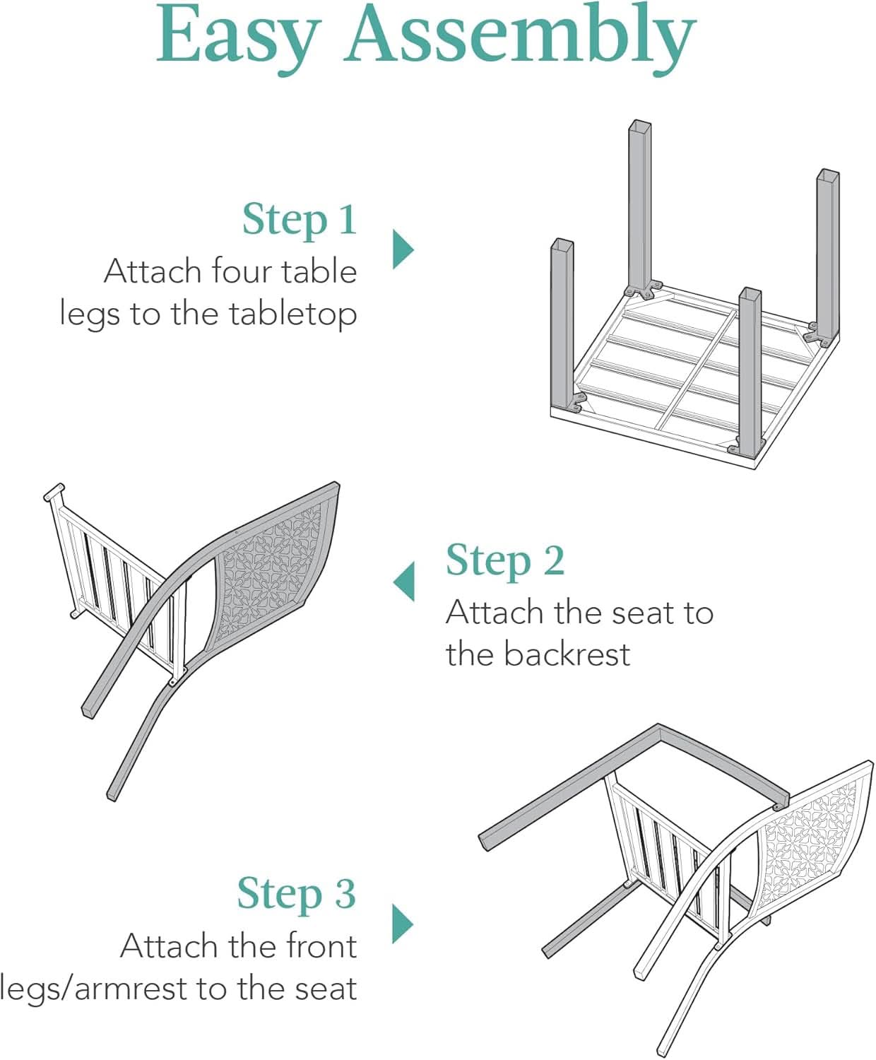3 Piece Outdoor Bistro Set Sage Green Stackable Steel