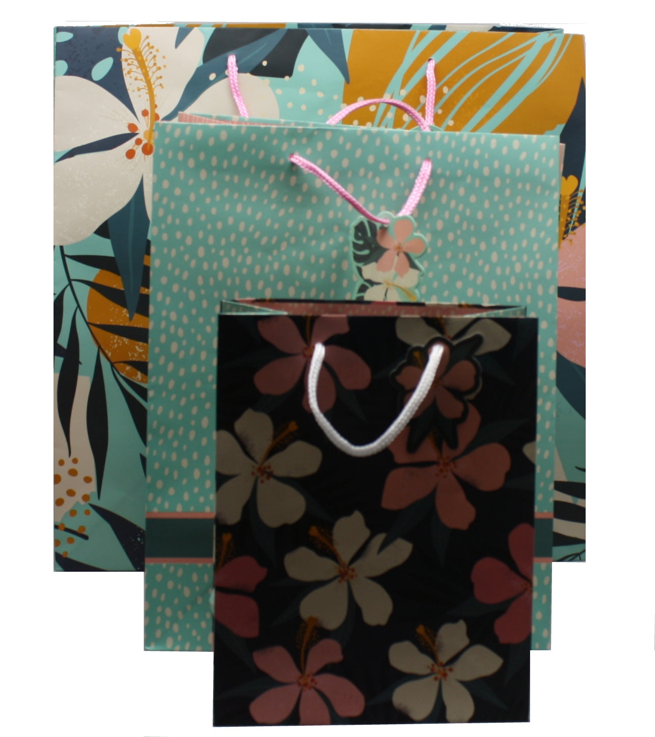 3 Piece Value All Occasion Floral Gift Bag Set