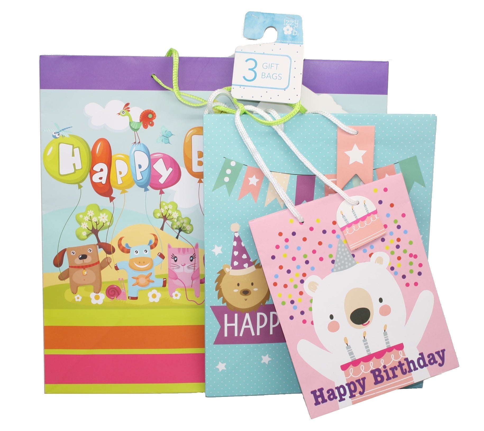 3 Piece Value Kids Birthday Gift Bag Set