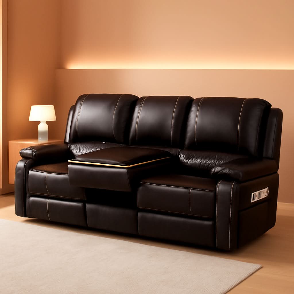 3 Seater Recliner Sofa With Hidden Storage Console