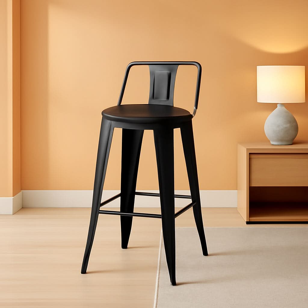 30 Inch Industrial Metal Bar Stools Set Of 4 Black
