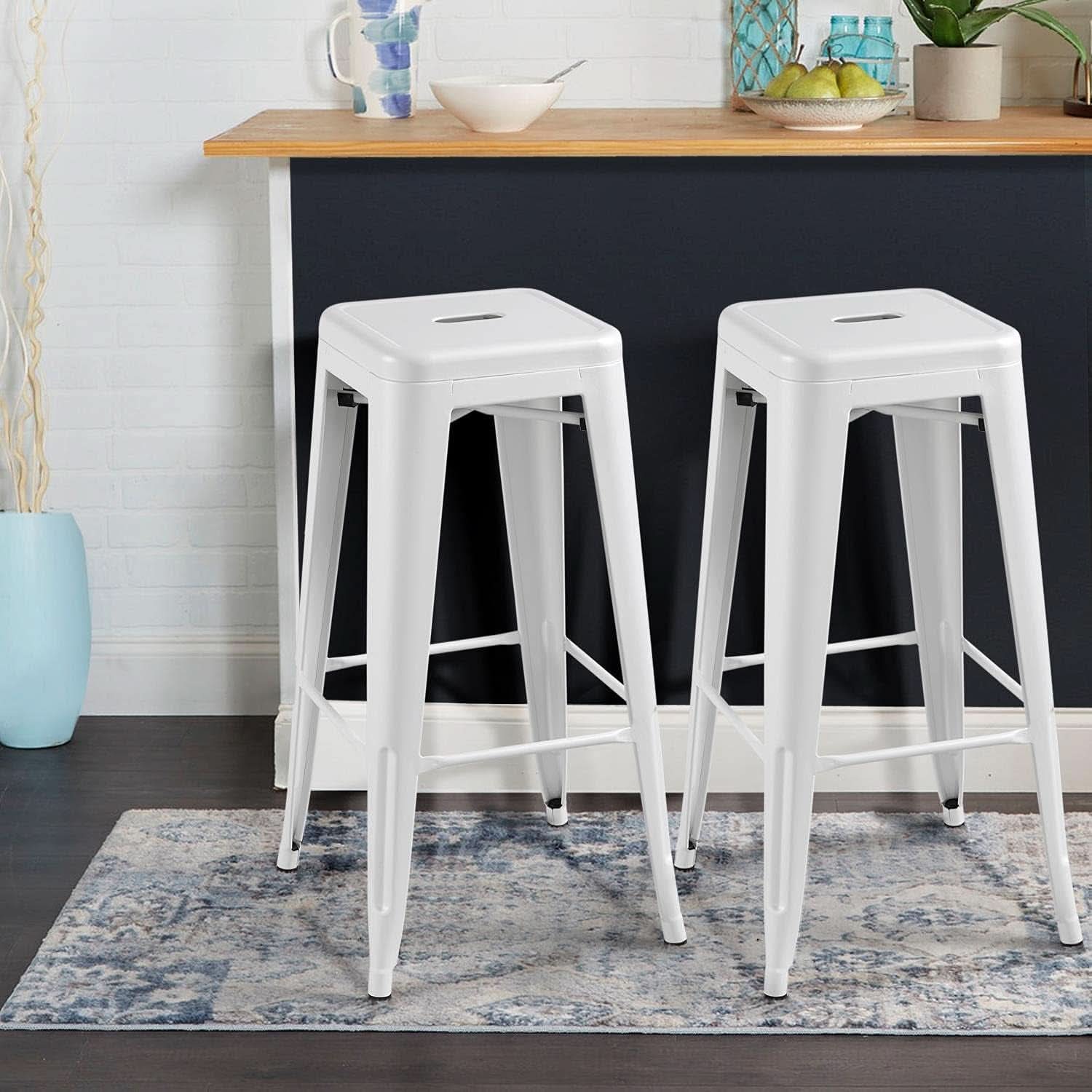 30 Inch Stacking Metal Bar Stool Indoor Outdoor Use