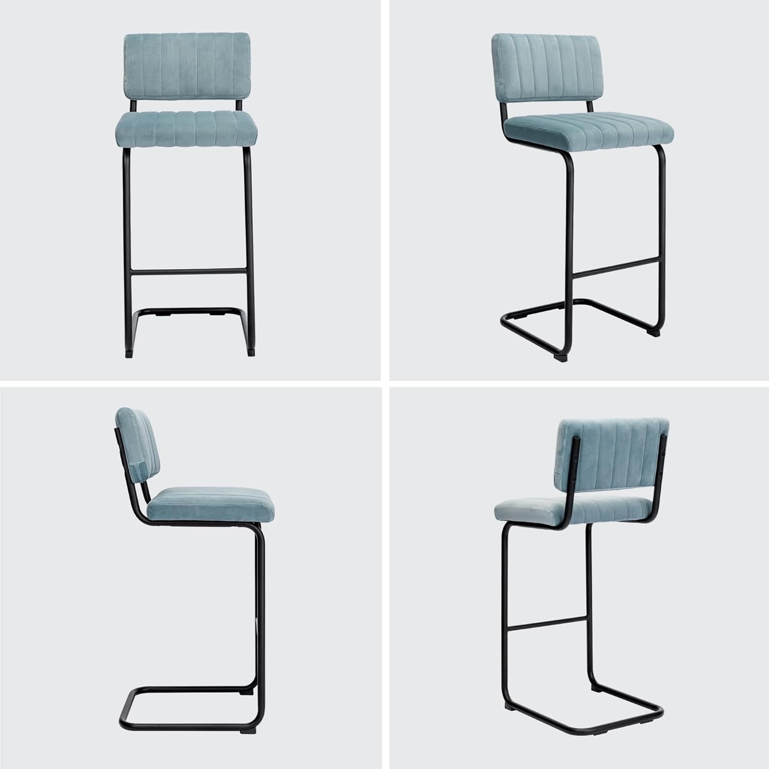 30 Inch Velvet Bar Stools With Tufted Backs, Set Of 2