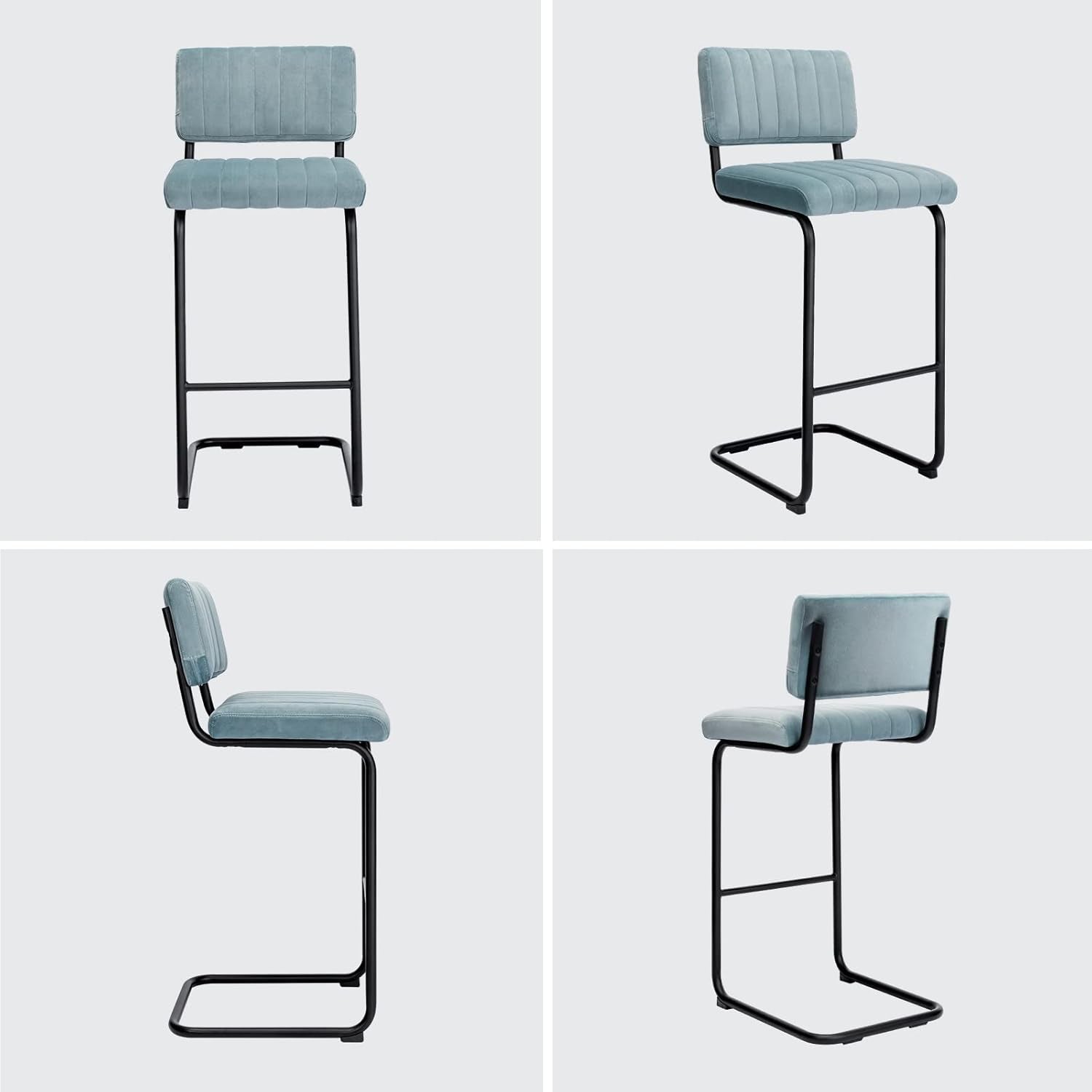 30 Inch Velvet Bar Stools With Tufted Backs, Set Of 2