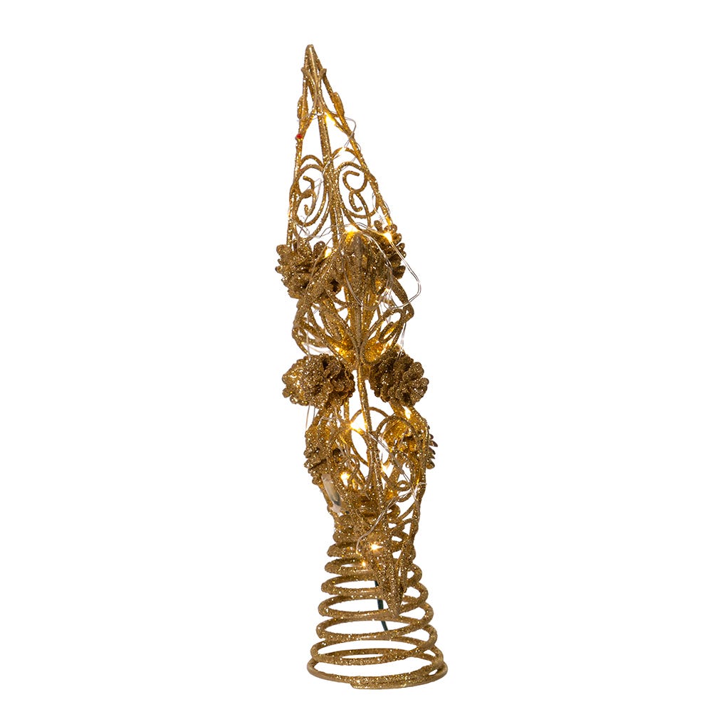 30-Light Warm White Fairy LED Gold Star Treetop - 11.5 Inch